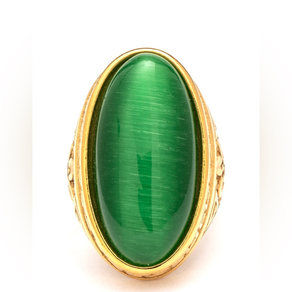 Green & Gold Stainless Steel Statement Rings